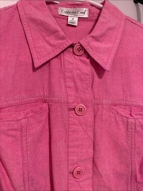 Coldwater Creek Bright Pink Button-Front Cotton Jacket